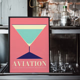 Abstract Aviation Cocktail Recipe Pink Art