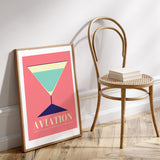 Abstract Aviation Cocktail Recipe Pink Art
