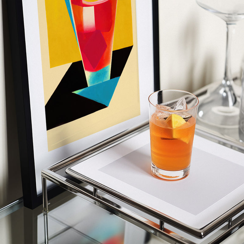 Abstract Negroni Bar Art Home Bar Yellow