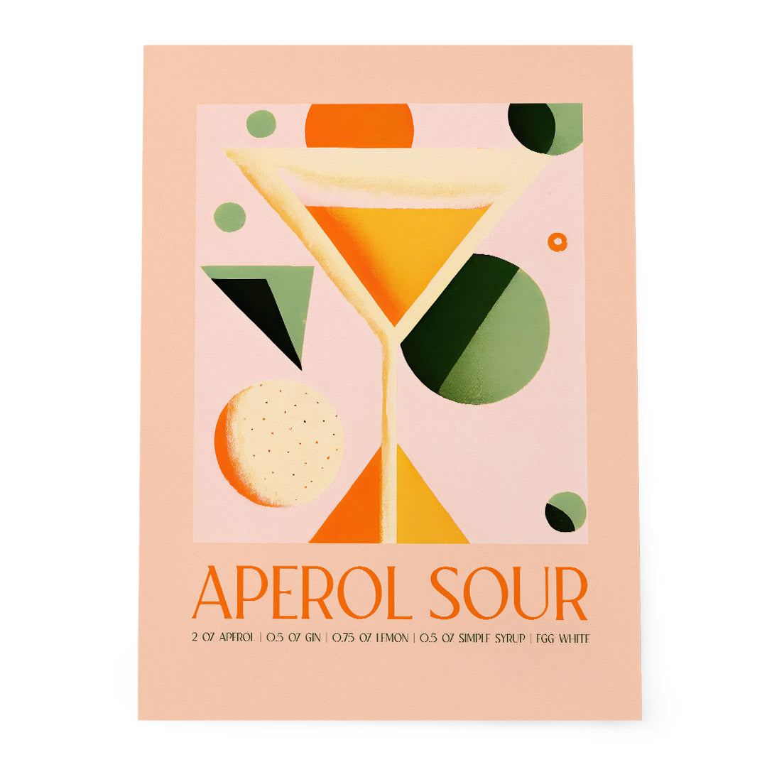 Aperol Sour Cocktail Abstract Peach Minimalist Art