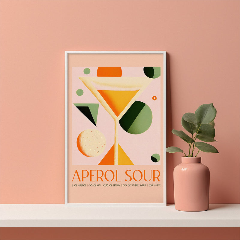 Aperol Sour Cocktail Abstract Peach Minimalist Art