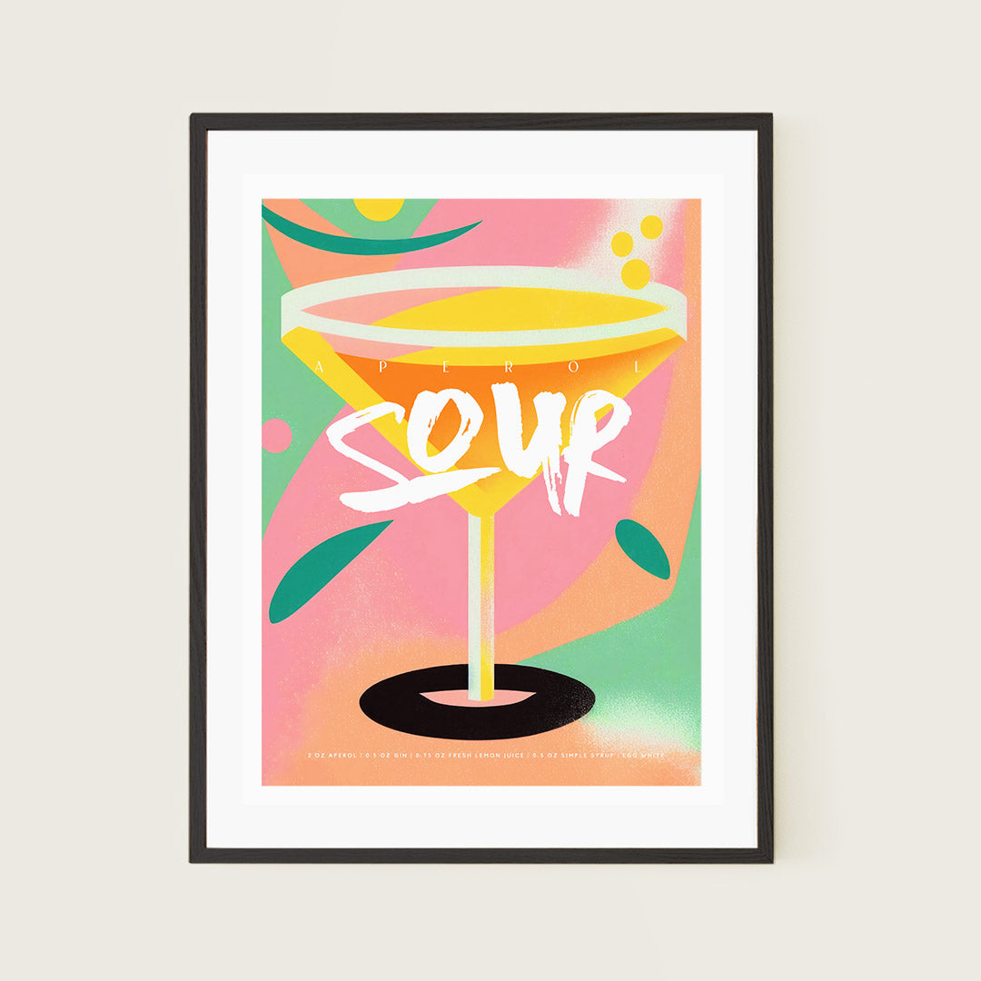 Aperol Sour Cocktail Recipe Modern Colorful Bar Art