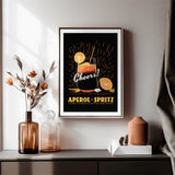 Aperol Spritz Cocktail Cheers Black Orange Board Print Recipe