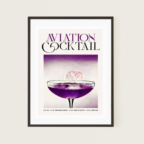 Aviation Cocktail Poster Violet Cheers to Retro Elegance