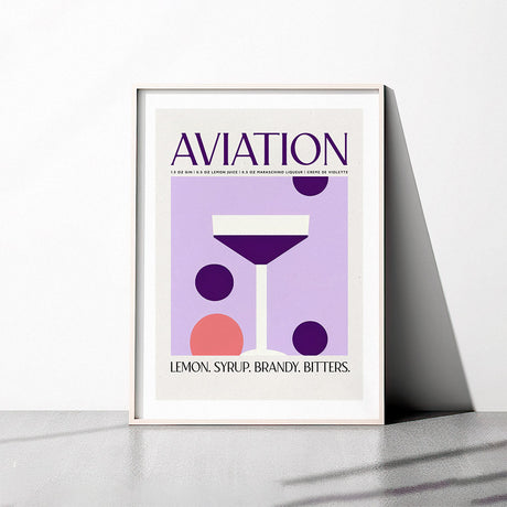 Aviation Cocktail Purple Abstract Recipe Art