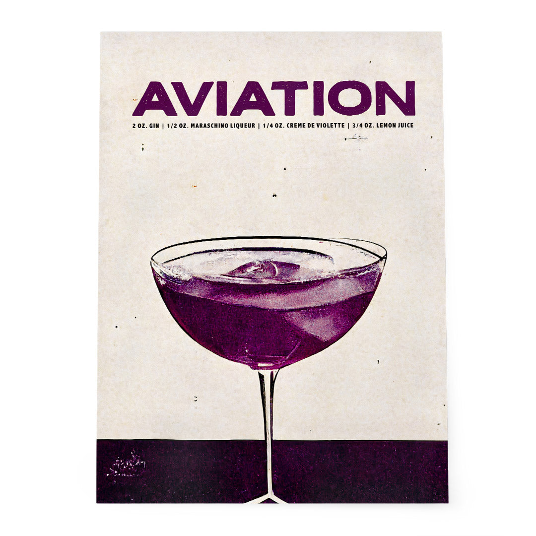 Aviation Poster Violet Cocktail Vintage Elegance
