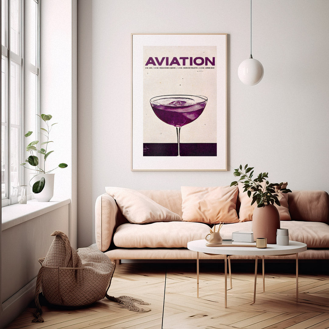 Aviation Poster Violet Cocktail Vintage Elegance