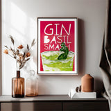 Basil Smash Poster Cocktail Elegance in Retro Style