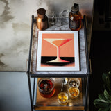 Big Vintage Cocktail Glass Home Bar Pink