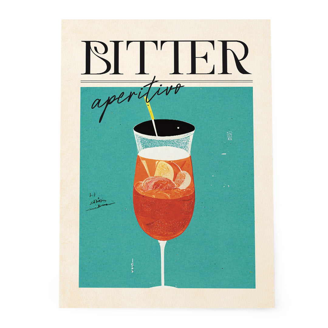 Bitter Aperitivo Cocktail Poster Sunlit Elegance