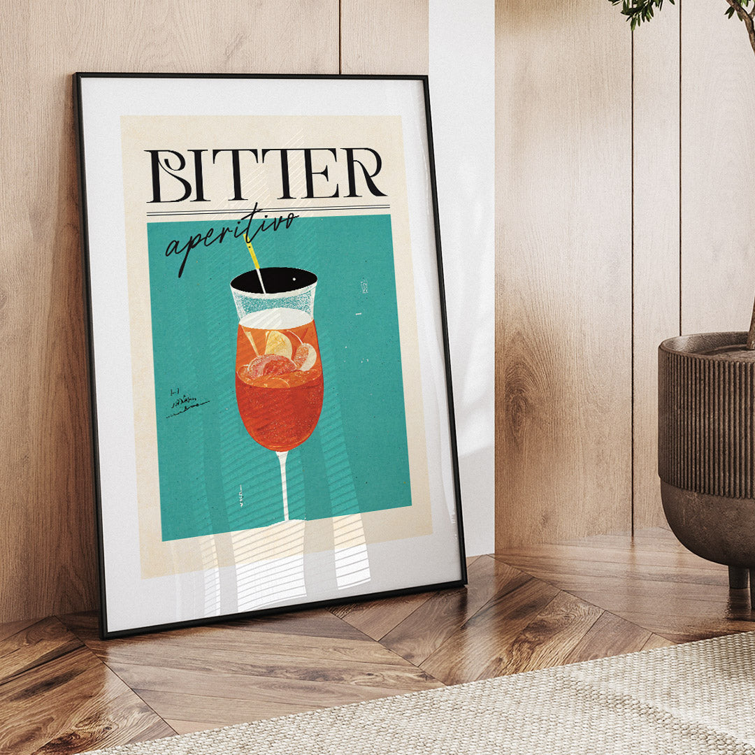 Bitter Aperitivo Cocktail Poster Sunlit Elegance