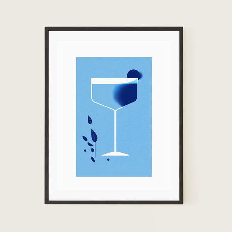 Blue Cocktail Minimalist Kitchen Bar Art
