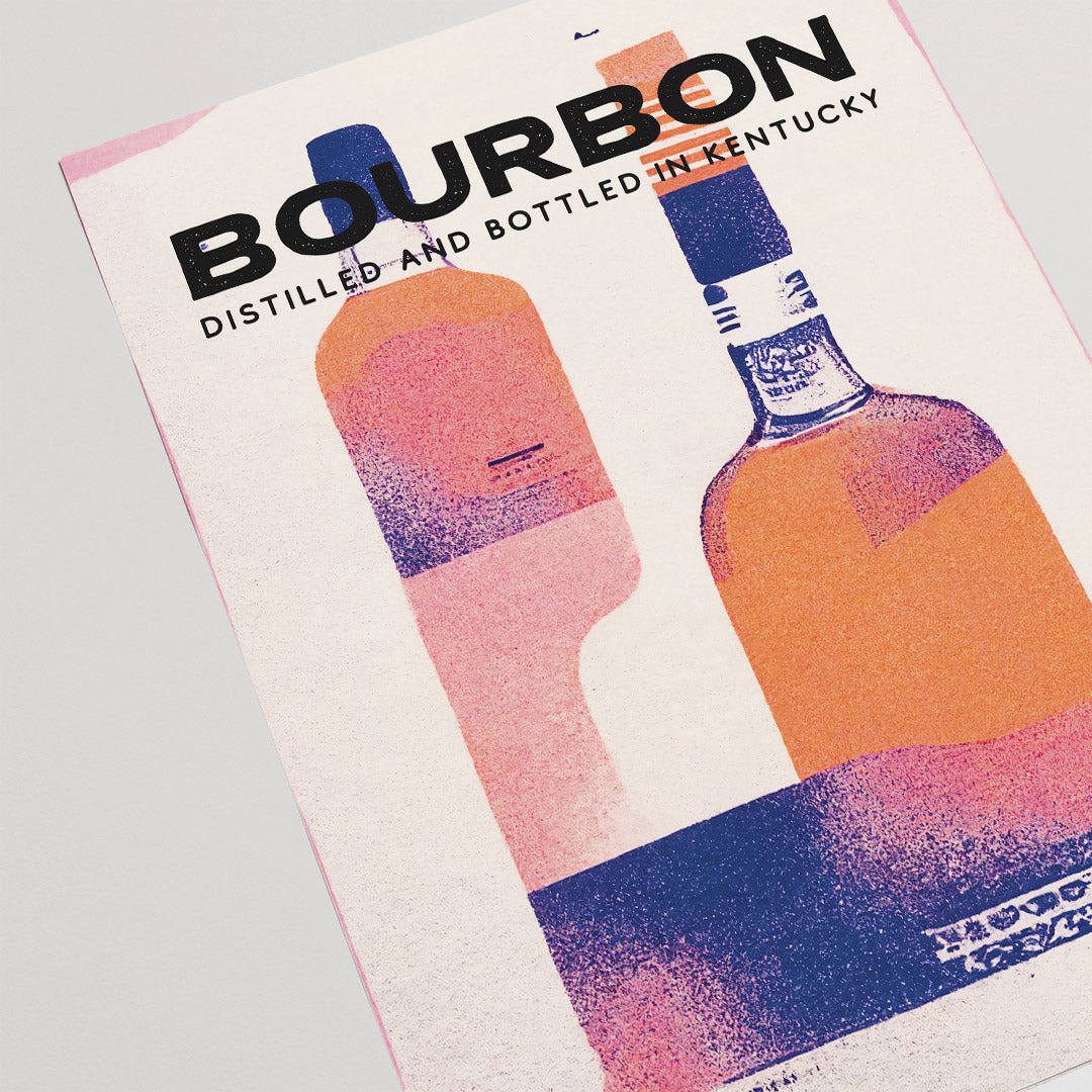 Bourbon Poster Riso Print Amber Hued Elegance