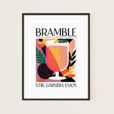 Bramble Cocktail Vintage Recipe Colorful Kitchen Art