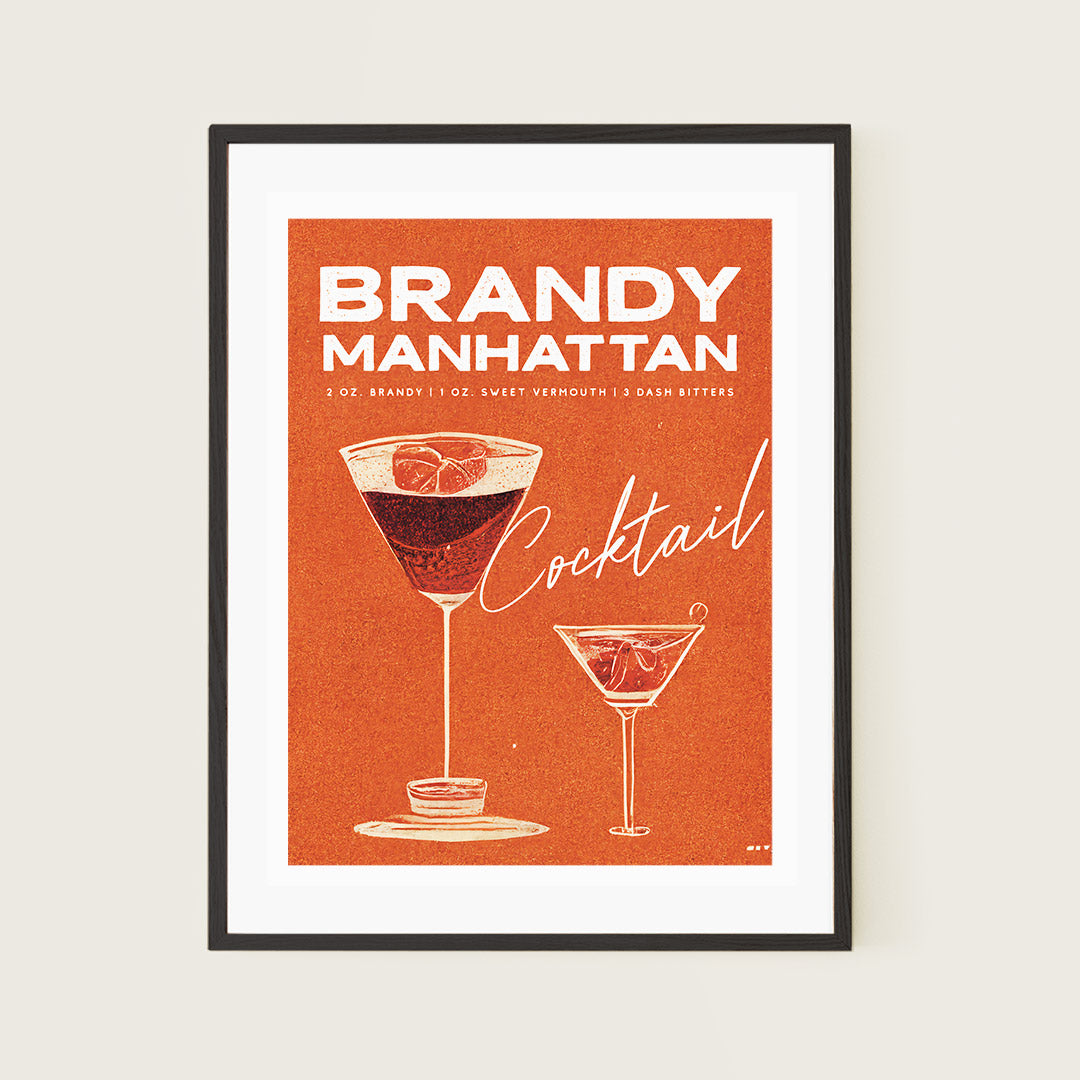 Brandy Manhattan Cocktail Poster Splashes of Nostalgia