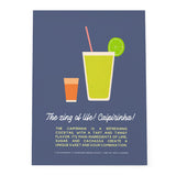 Caipirinha Cocktail The Zing of Life Retro Blue Poster