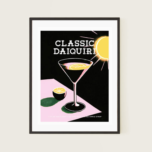 Classic Daiquiri Cocktail Sunny Day Pink Black Print
