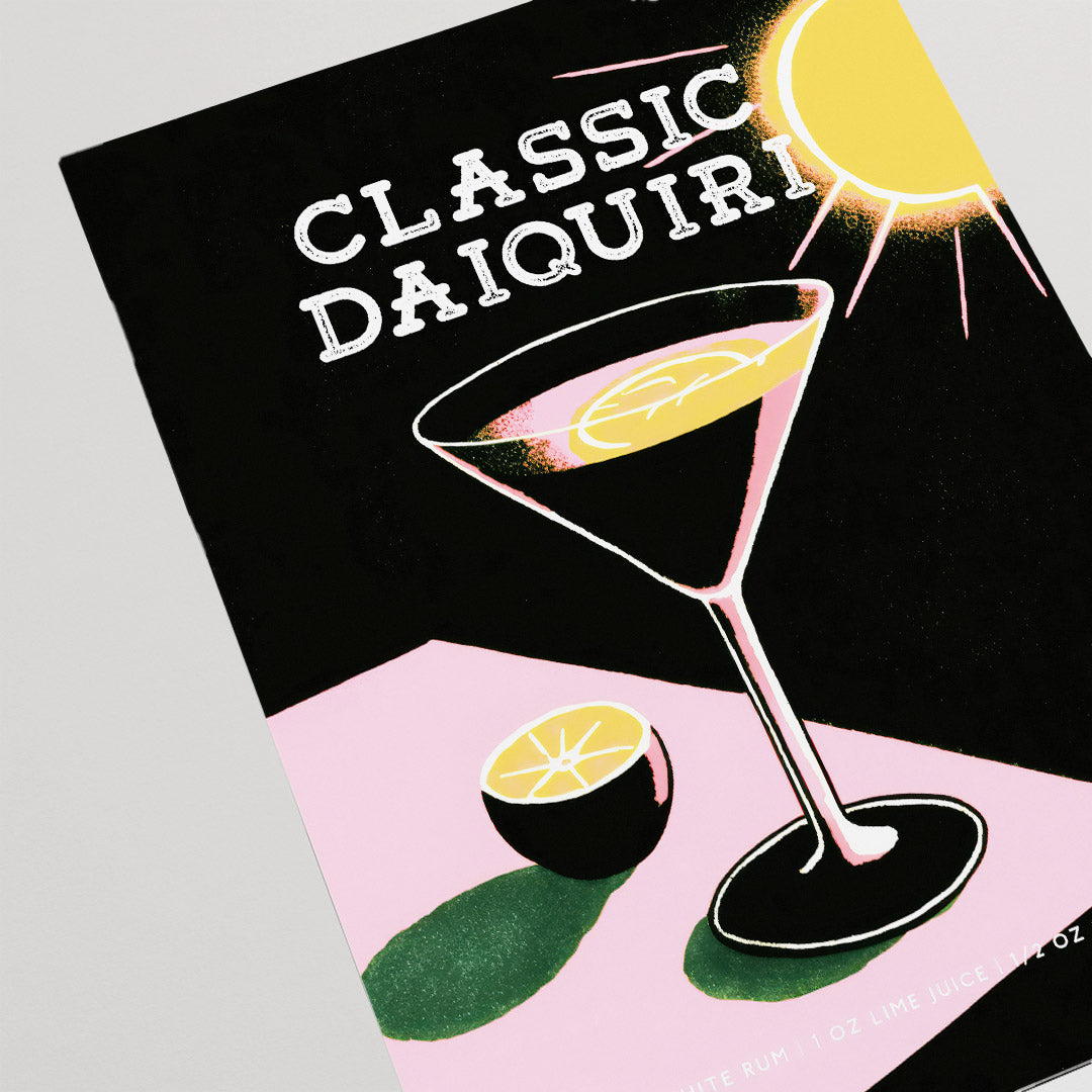 Classic Daiquiri Cocktail Sunny Day Pink Black Print