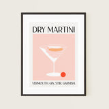 Classic Dry Martini Cocktail Art Abstract Modern Pastel Room