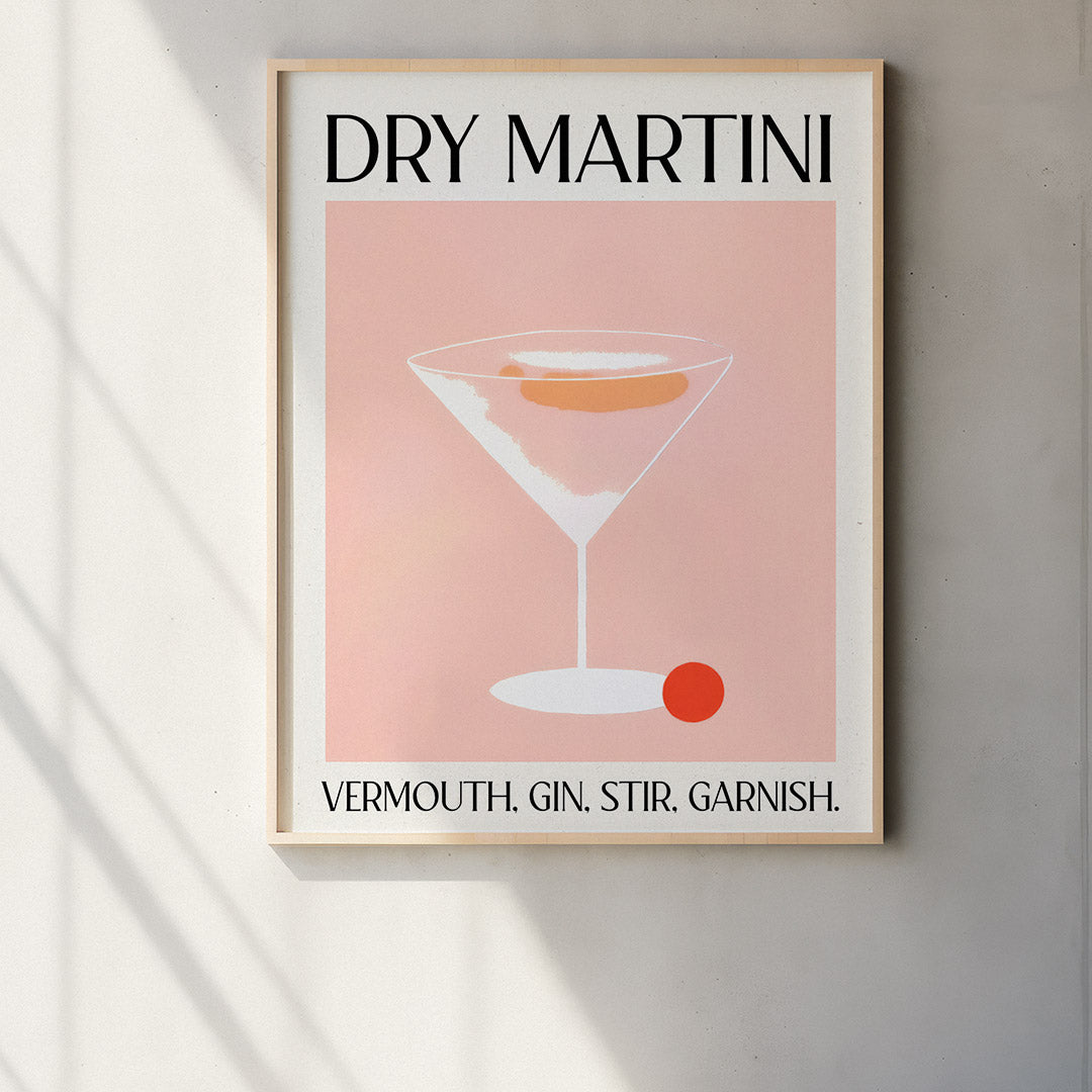 Classic Dry Martini Cocktail Art Abstract Modern Pastel Room