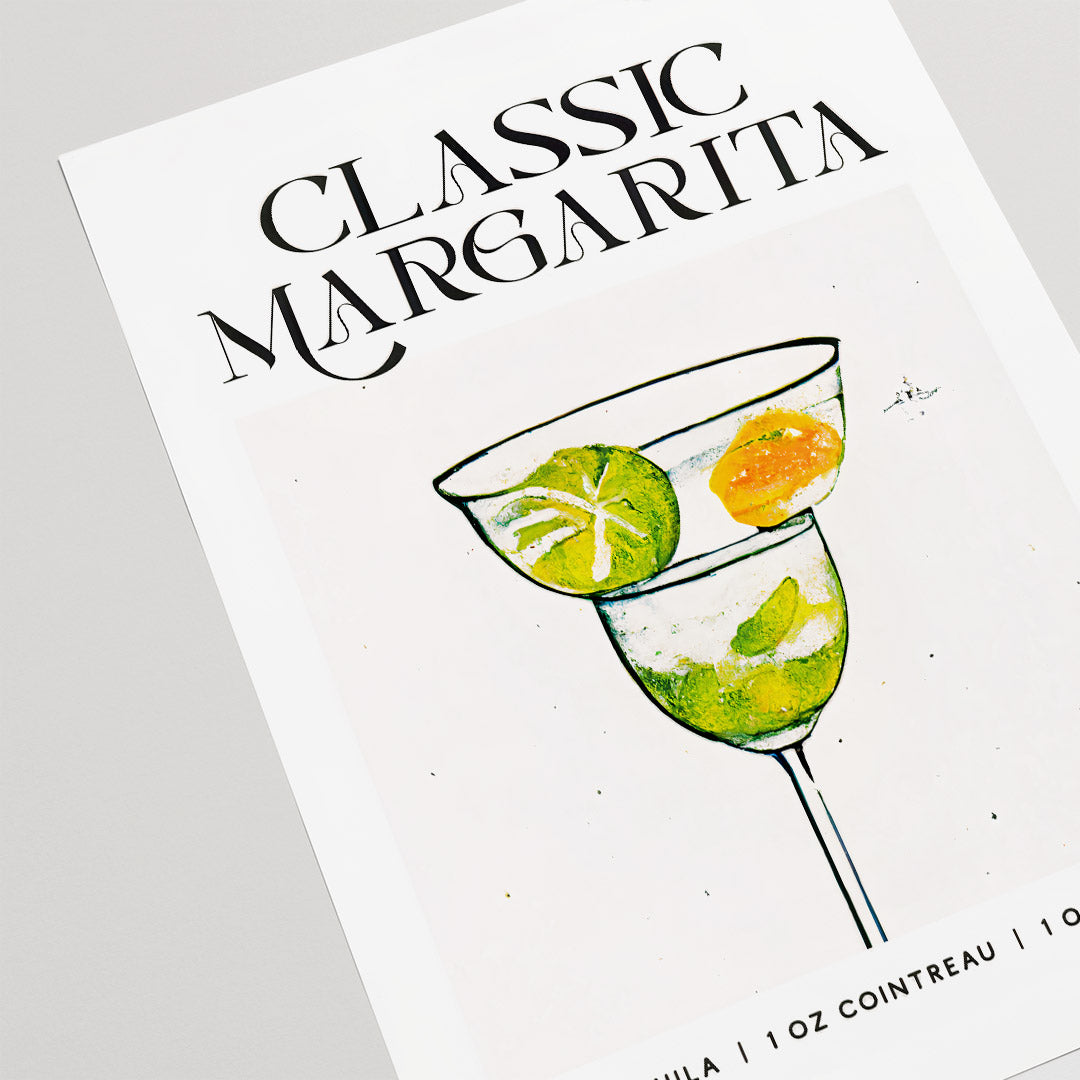 Classic Margarita Cocktail Poster Homebar Tropical Elegance