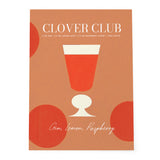 Clover Club Cocktail Red Dots Brown Abstract Print 1977
