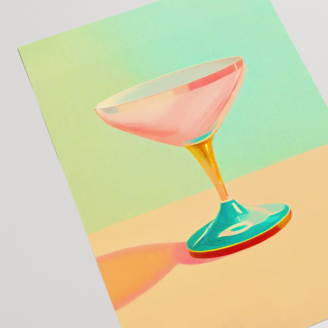Cocktail Glass Pastel Aesthetic Home Bar Art Classic Retro