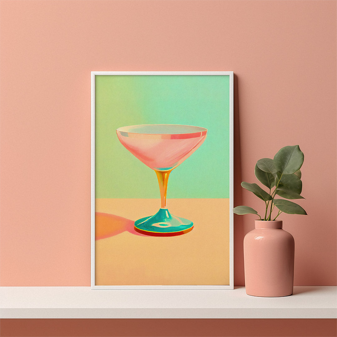 Cocktail Glass Pastel Aesthetic Home Bar Art Classic Retro