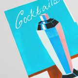 Cocktails Shaker Blue Home Bar Art Abstract Minimalist