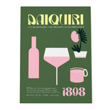 Daiquiri Cocktail 1898 Classic Recipe Green Pink Kitchen Art