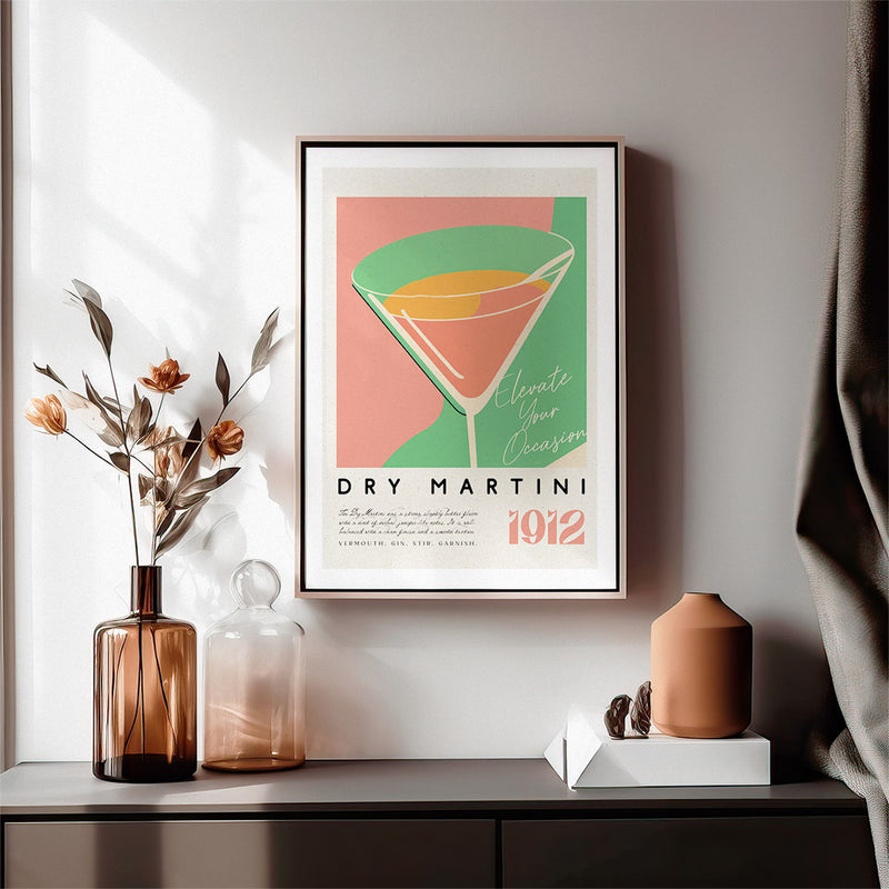 Dry Martini Classic Cocktail 1912 Green Red