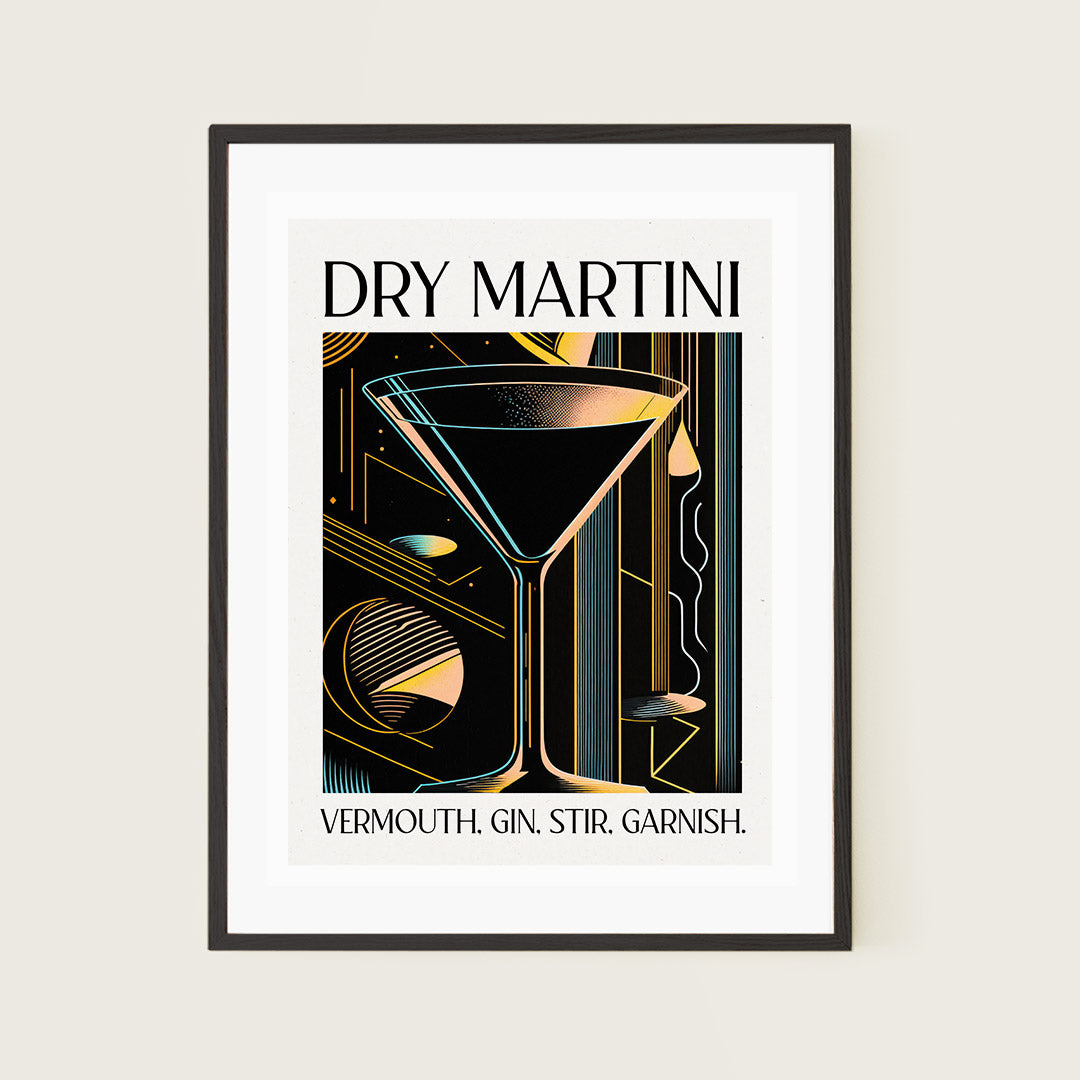 Dry Martini Cocktail Bar Art Deco Black Stripes Vintage