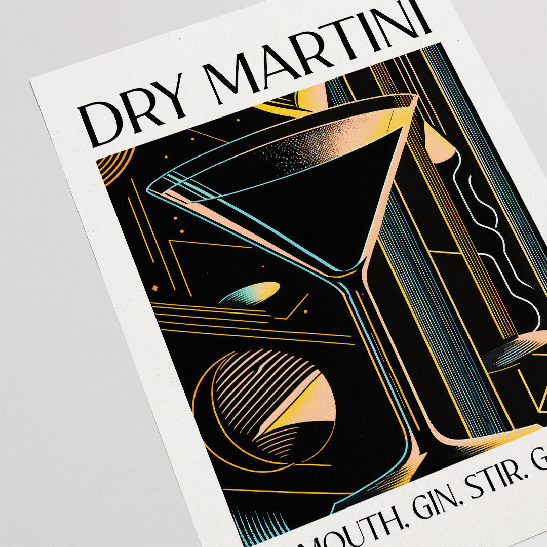 Dry Martini Cocktail Bar Art Deco Black Stripes Vintage