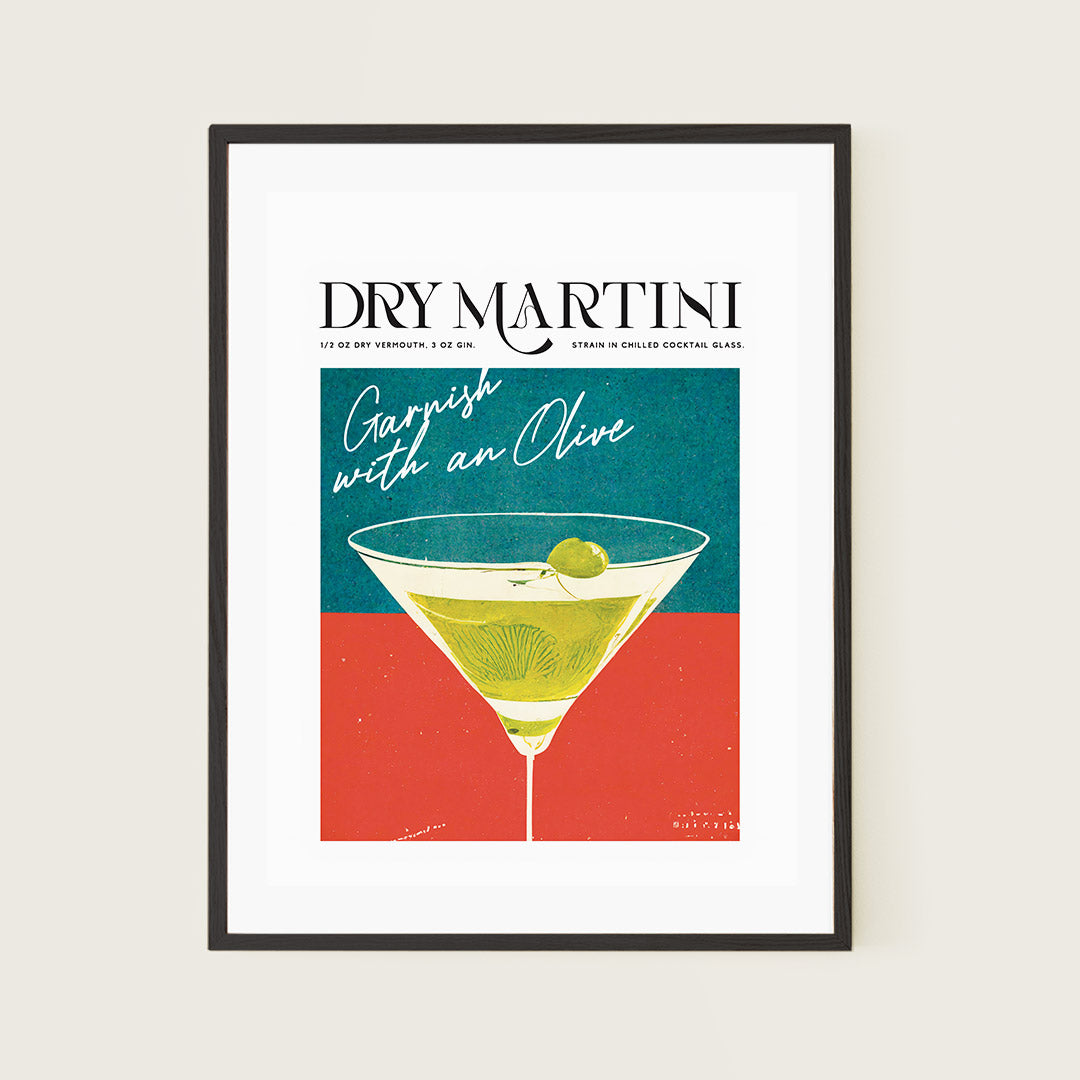 Dry Martini Cocktail Poster Olive Garnish Elegance