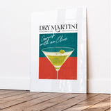 Dry Martini Cocktail Poster Olive Garnish Elegance