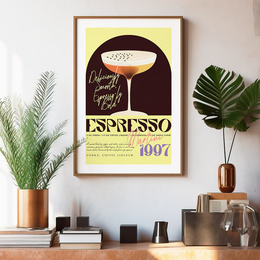 Eclectic Espresso Martini Cocktail Recipe Art 1997 Yellow