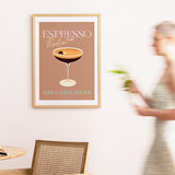 Espresso Martini Cocktail Art Pastel Bar Art Pink Yellow