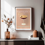 Espresso Martini Cocktail Art Pastel Bar Art Pink Yellow