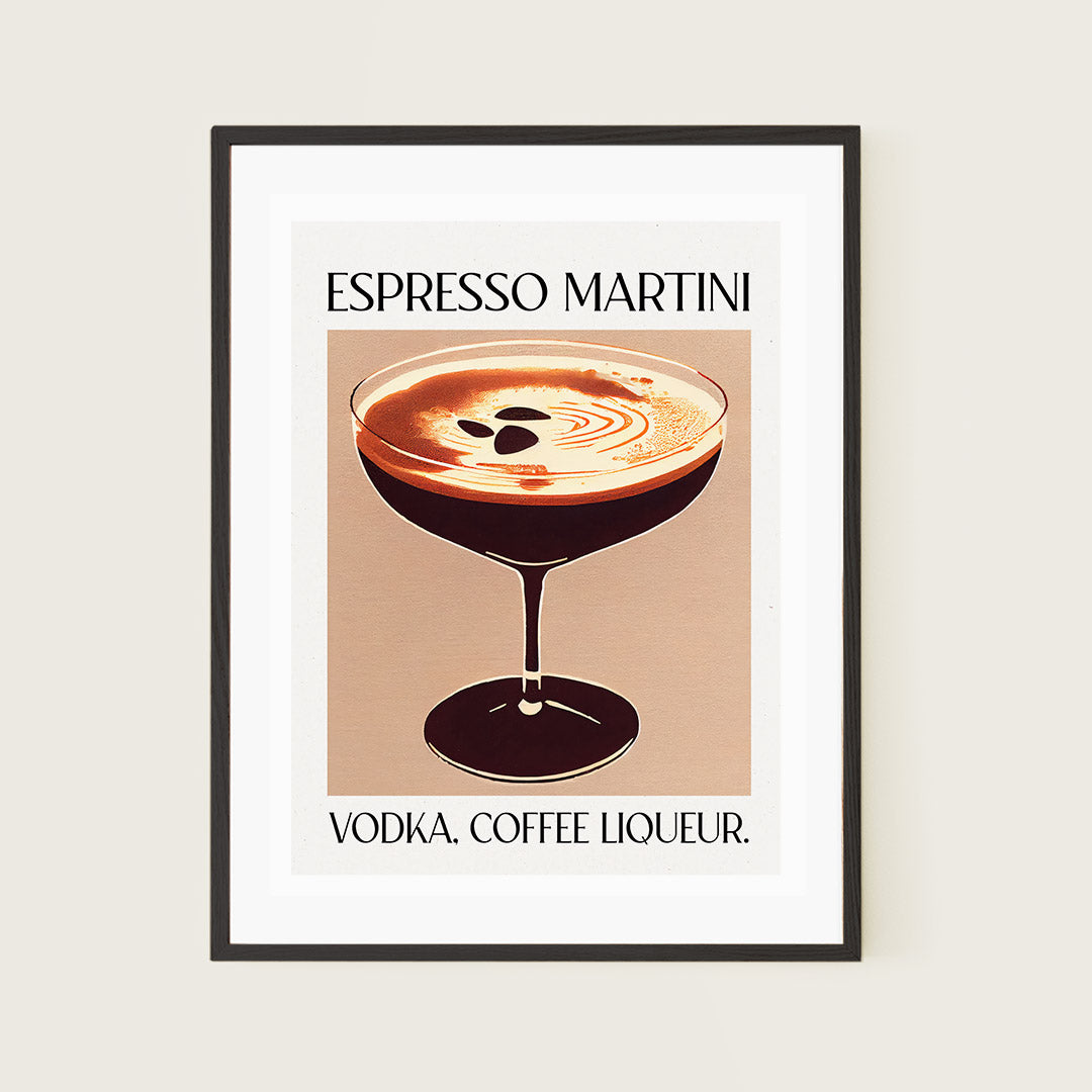 Espresso Martini Cocktail Vintage Recipe Coffee Bar Art