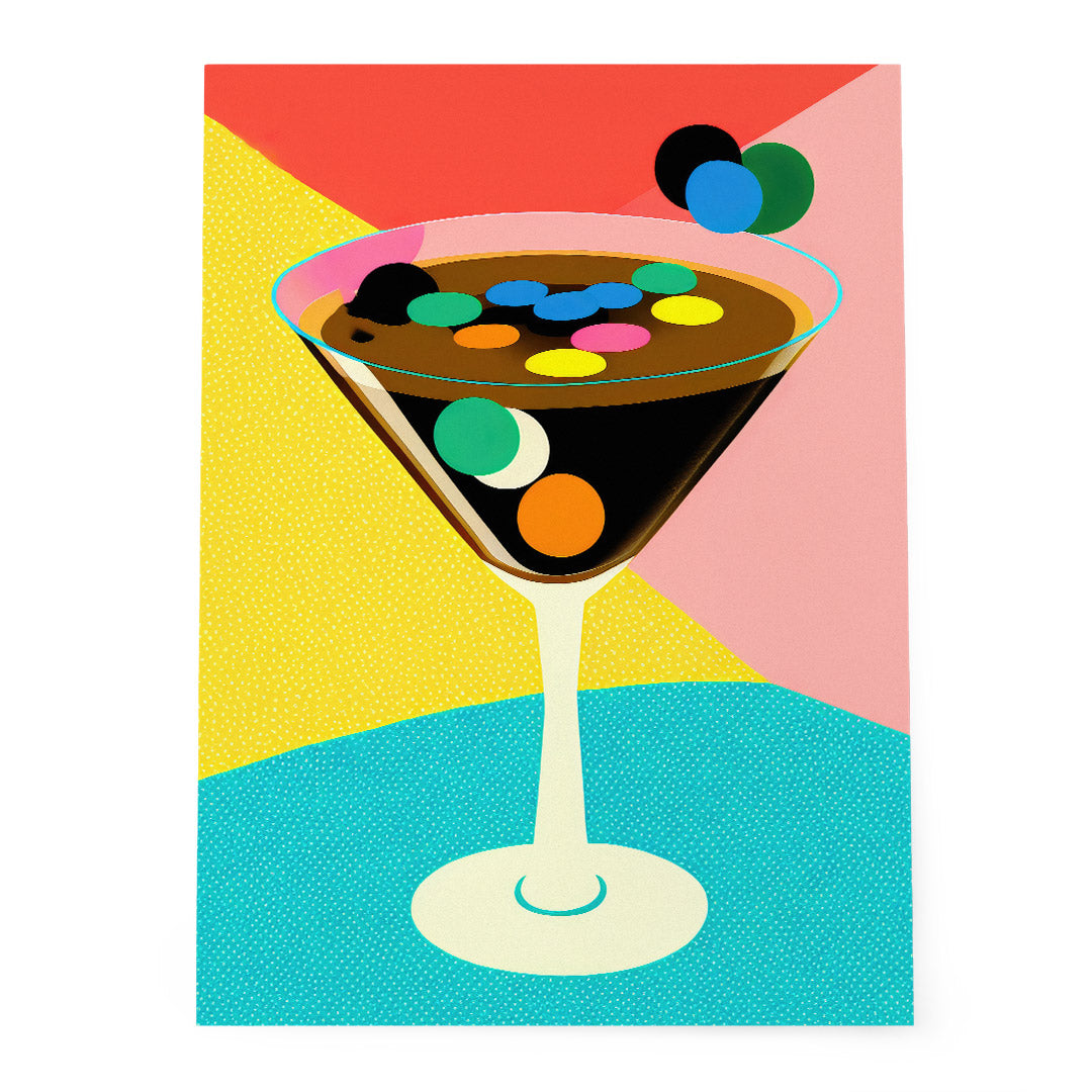 Espresso Martini Confetti Cocktail Art 70s Colorful Home Bar