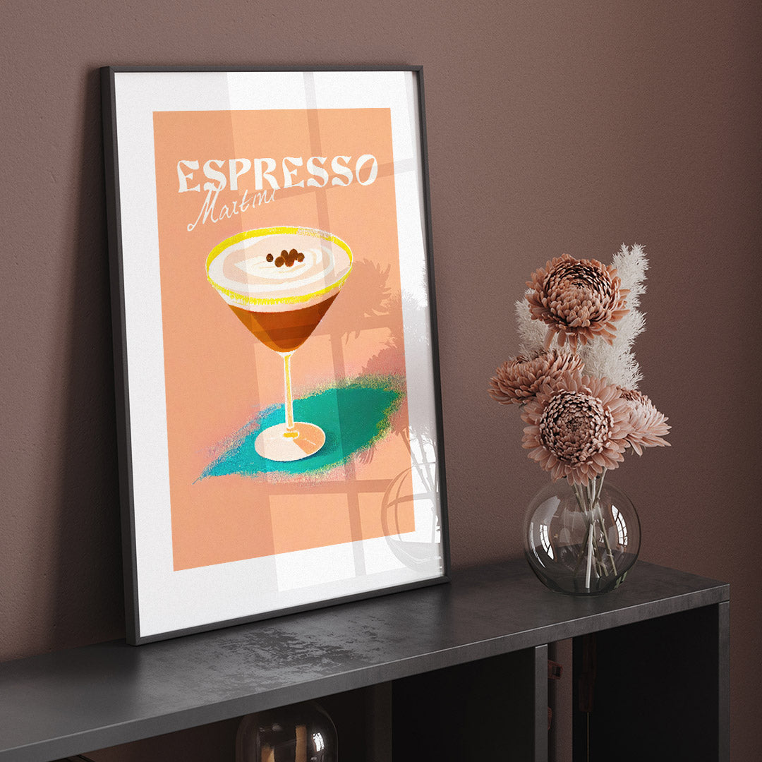 Fuchsia Espresso Martini Cocktail Recipe Kitchen Home Bar Art
