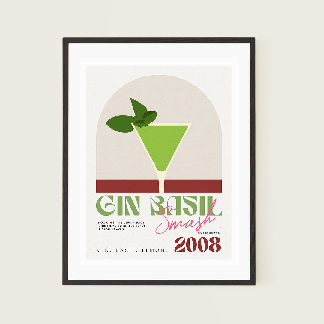 Gin Basil Smash Cocktail 2008 Classic Recipe Bar Art