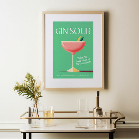 Gin Sour Cocktail Tropic Room Turquoise Bar Art