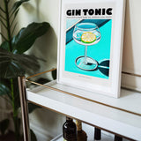 Gin Tonic Blue Glass Poster