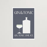 Gin Tonic Cocktail Classic Recipe Art Minimalist Grey Room