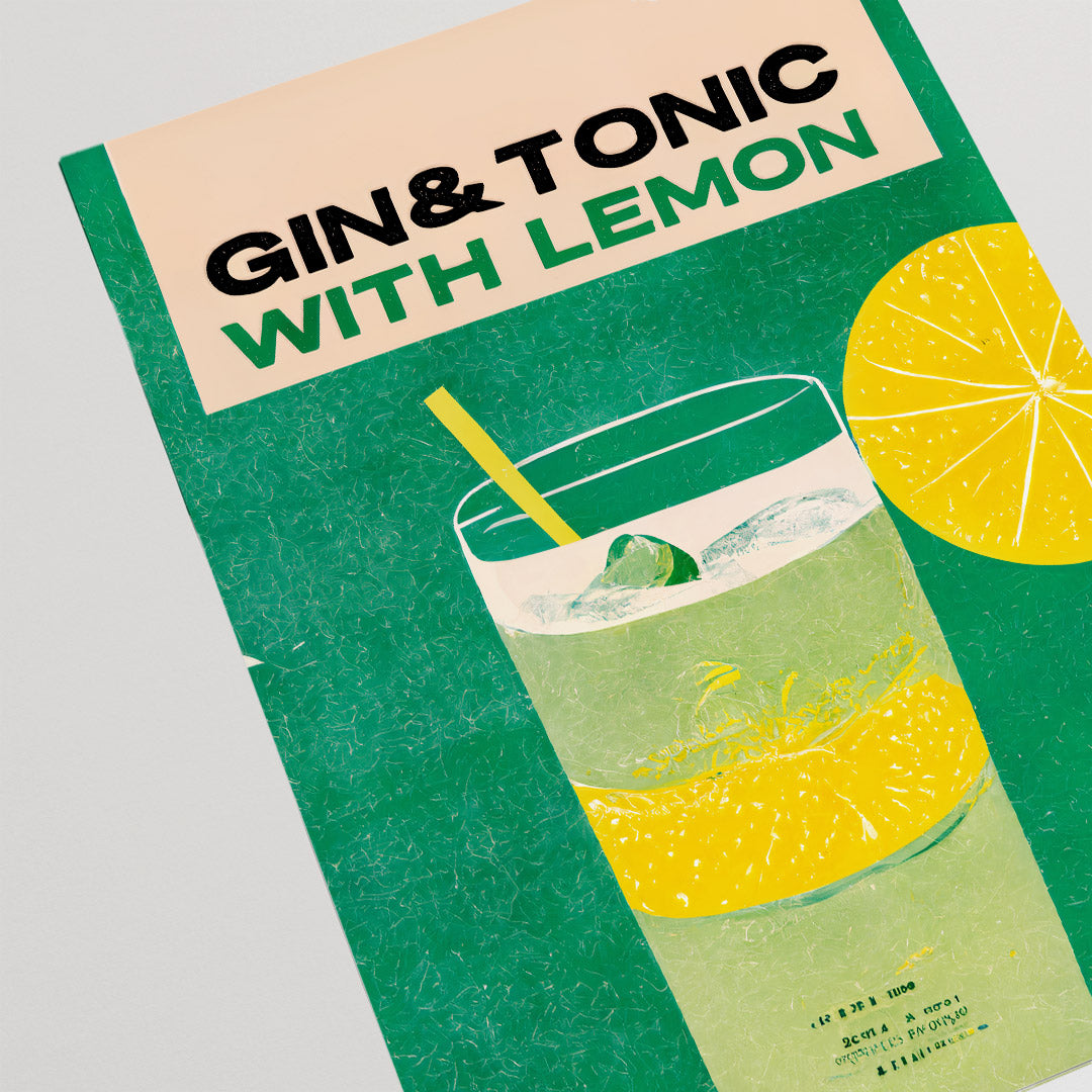Gin Tonic Lemon Poster Tropical Retro Elegance