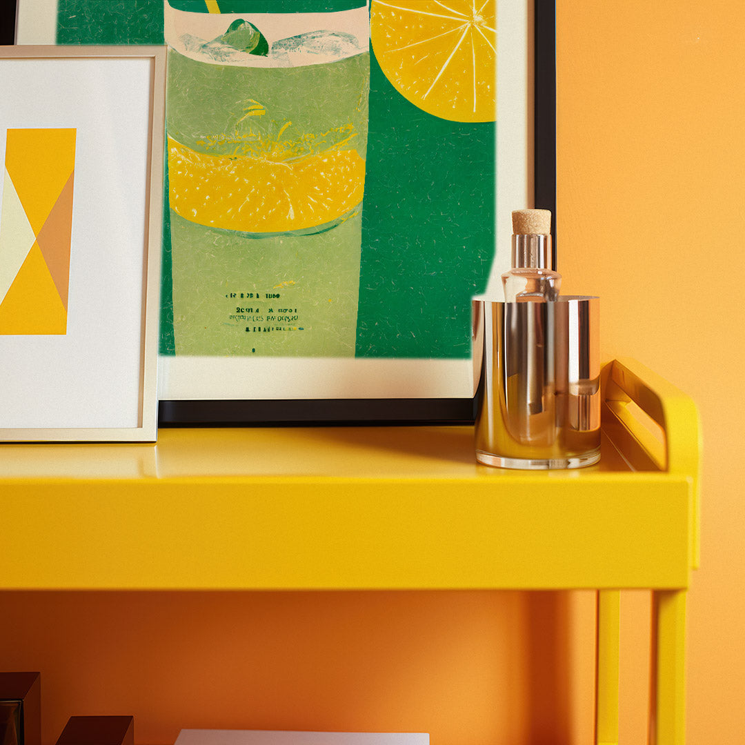 Gin Tonic Lemon Poster Tropical Retro Elegance