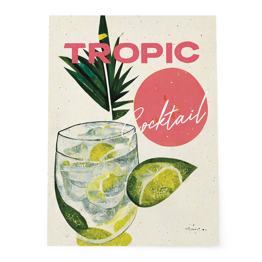 Gin Tonic Poster Tropical Refreshment