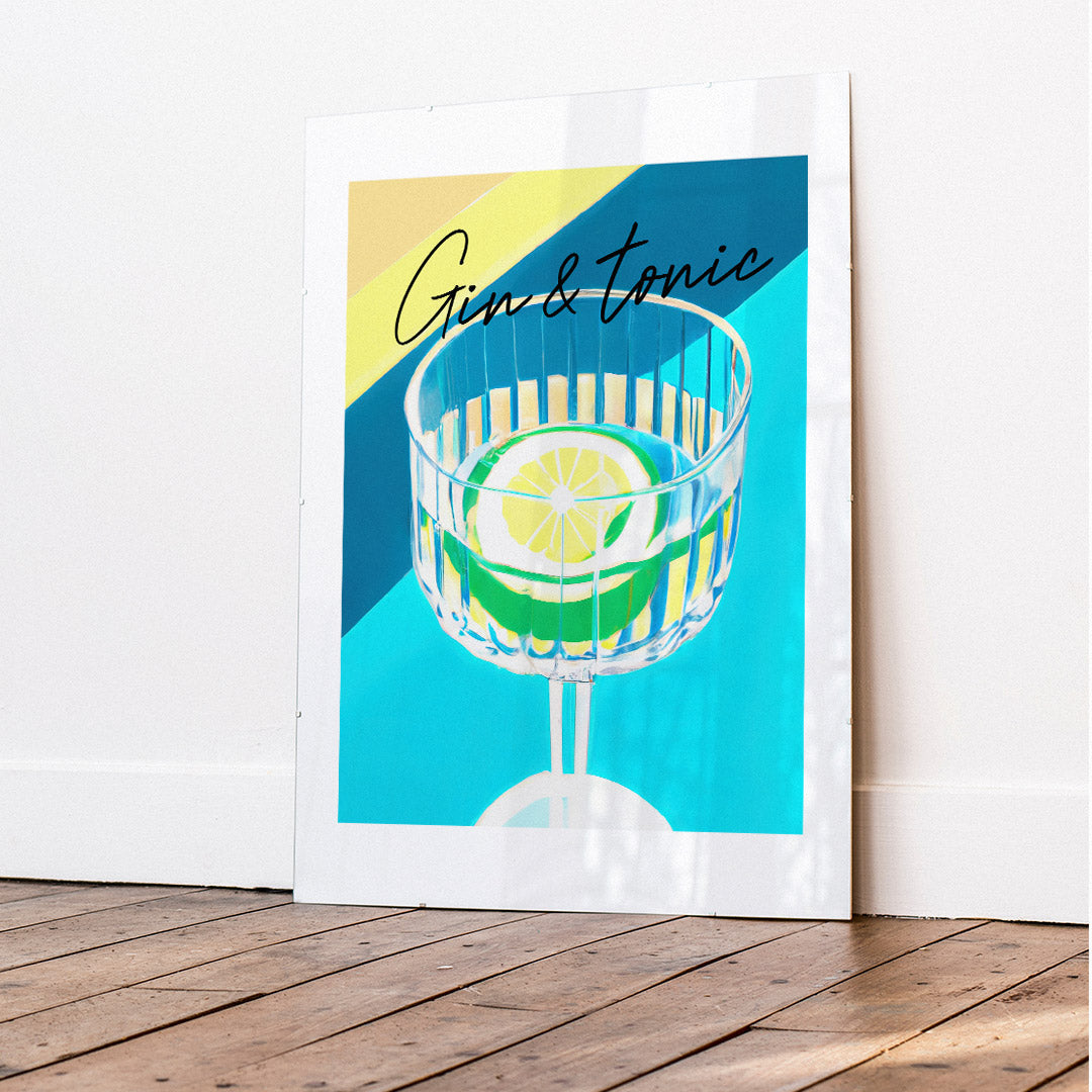 Gin Tonic Poster Rippled Glass