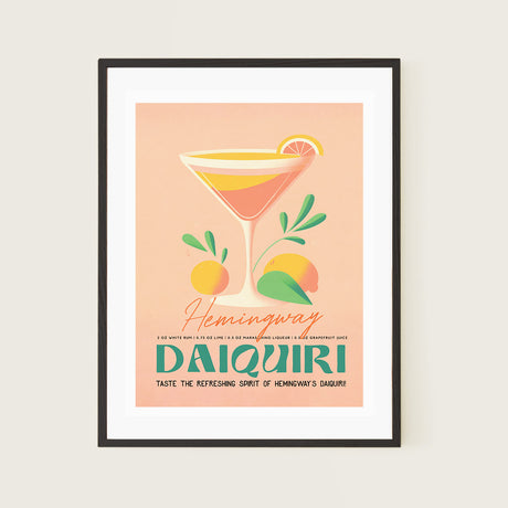 Hemingway Daiquiri Cocktail Grapefruit Retro Kitchen Art
